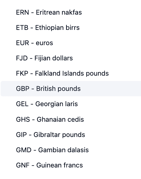 Payment options interface